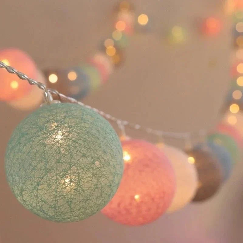 BowLift | Pretty Pastel Cotton Ball Fairy Lights Garland