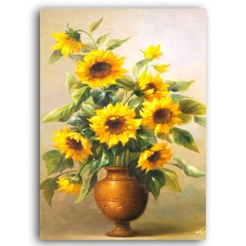 Modern Sunflower Wall Art Flowers - Canvas Wall Art Painting | Bowlift