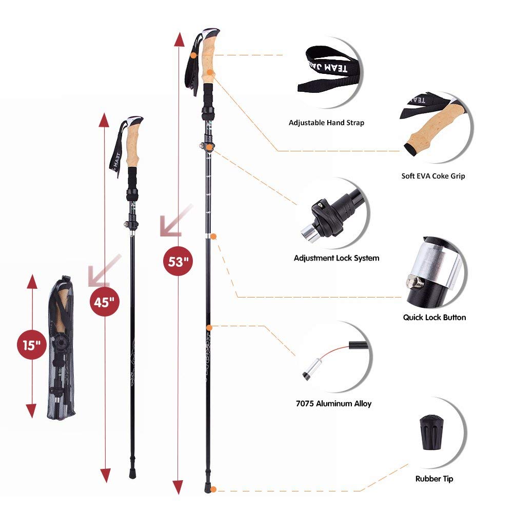 Collapsible Ultralight Telescopic Hiking Stick | Bowlift
