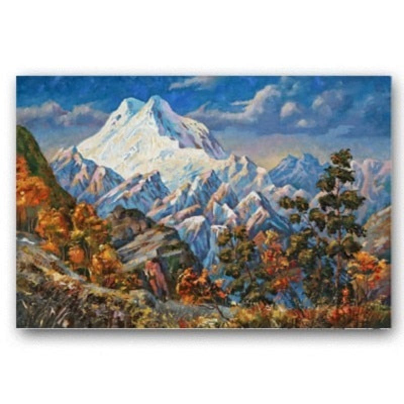Mountain Autumn Landscape In Bright Tones - Canvas Wall Art Painting | Bowlift