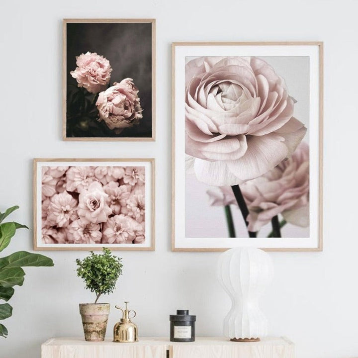 Modern Romantic Light Pink Peonies Flowers - Canvas Wall Art Painting | Bowlift