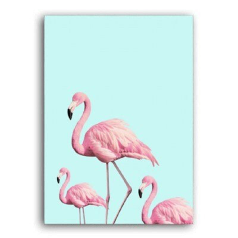 Nordic Warm Pink Flamingo - Canvas Wall Art Painting | Bowlift