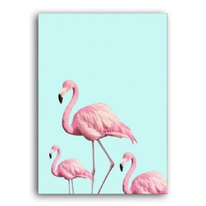 Nordic Warm Pink Flamingo - Canvas Wall Art Painting | Bowlift