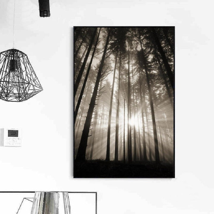 Forest Sunshine Scene  - Canvas Wall Art Painting | Bowlift
