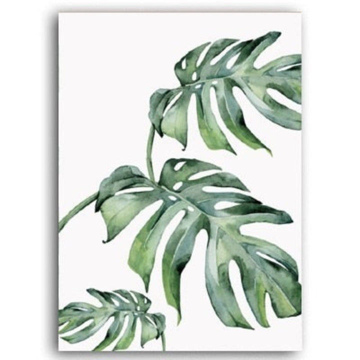 Watercolor Green Tropical Plants - Canvas Wall Art Painting | Bowlift