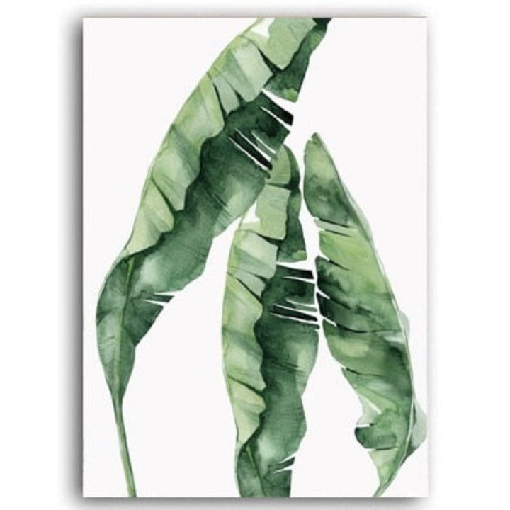 Watercolor Green Tropical Plants - Canvas Wall Art Painting | Bowlift