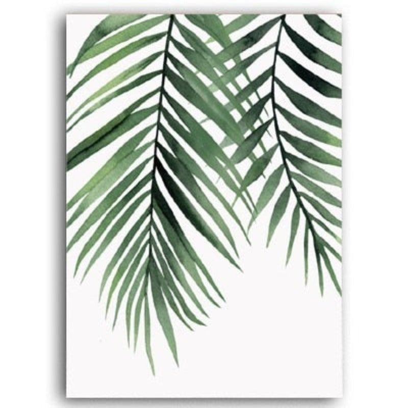 Watercolor Green Tropical Plants - Canvas Wall Art Painting | Bowlift