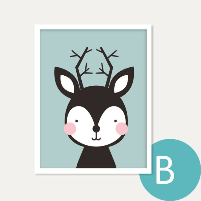 Modern Cartoon Animals Canvas Paintings - Canvas Wall Art Painting | Bowlift