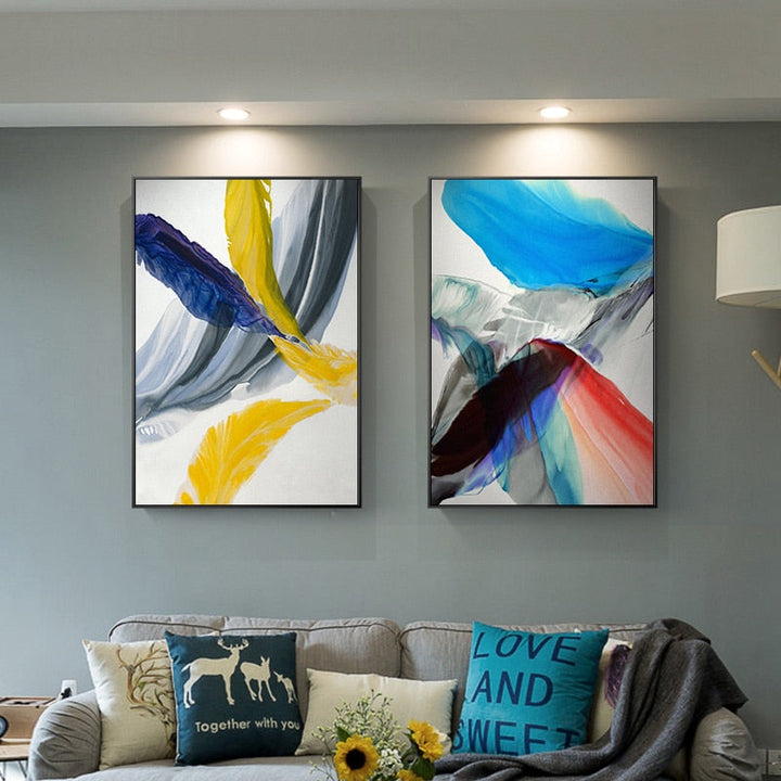 Feathers of Hope Colorful HD - Canvas Wall Art Painting | Bowlift