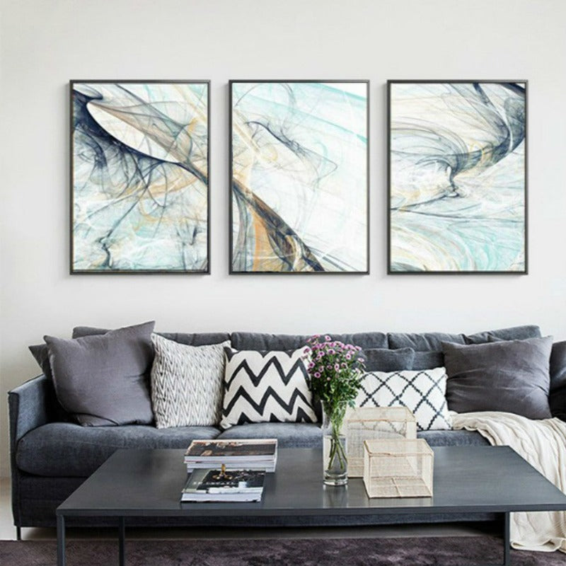 Modern Abstract Line Psychedelic-Canvas Wall Art Painting 3 Pieces | Bowlift