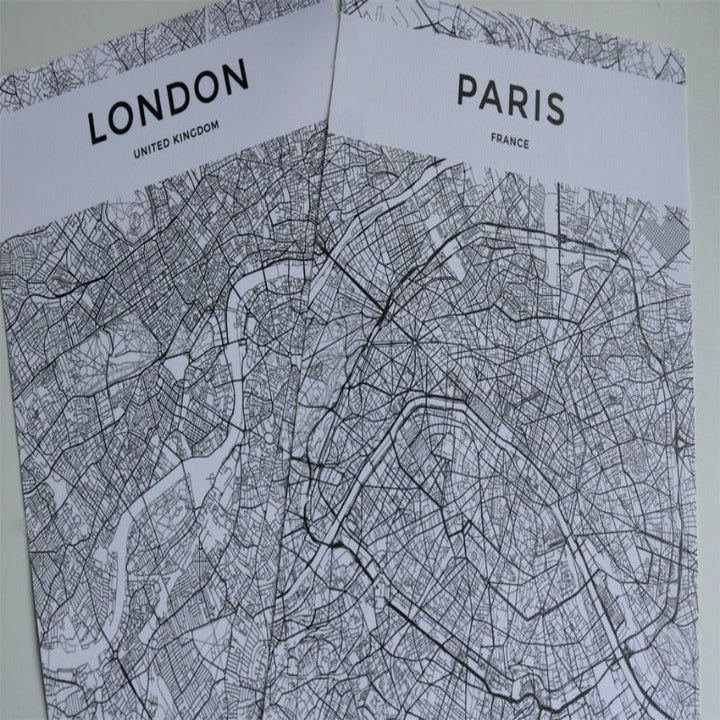 Modern City Maps Travel Contour - Canvas Wall Art Painting | Bowlift