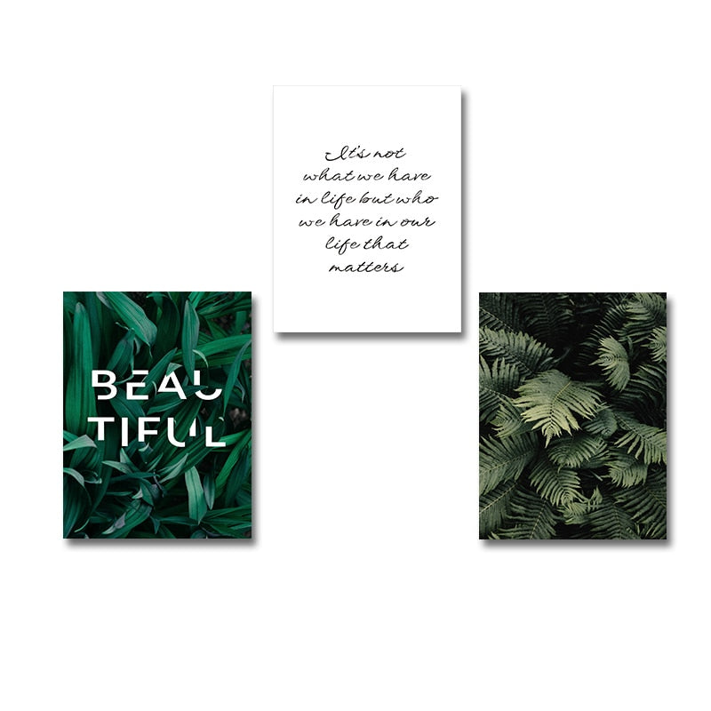 Modern Dark Green Leaves - Canvas Wall Art Painting | Bowlift