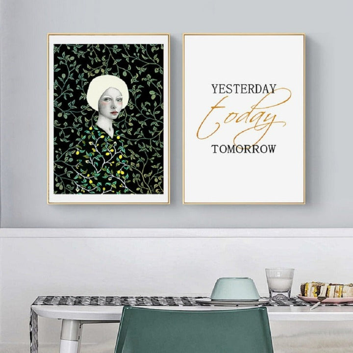 Nordic Minimalist Girl Wall Art Print - Canvas Wall Art Painting | Bowlift