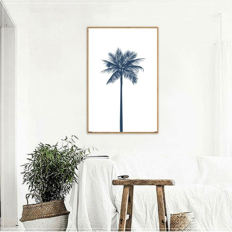 Navy Blue Palm Tree  - Canvas Wall Art Painting | Bowlift
