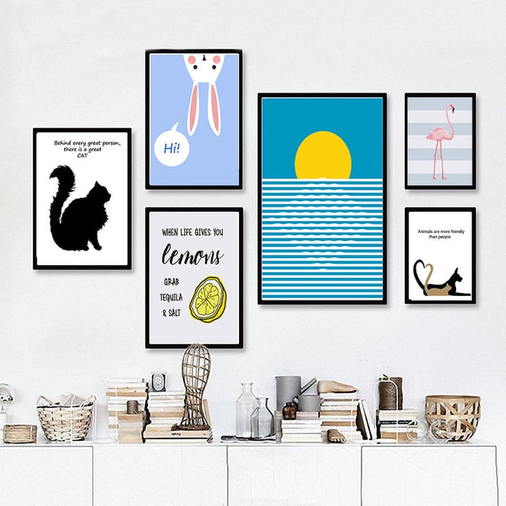Modern Cartoon Animals - Canvas Wall Art Painting | Bowlift