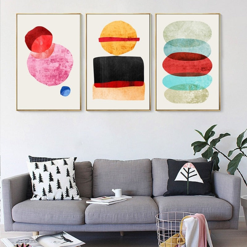 Watercolor Abstract Geometric - Canvas Wall Art Painting | Bowlift