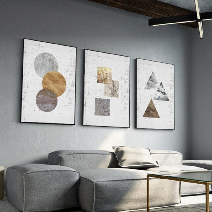Vintage Abstract Geometric - Canvas Wall Art Painting | Bowlift