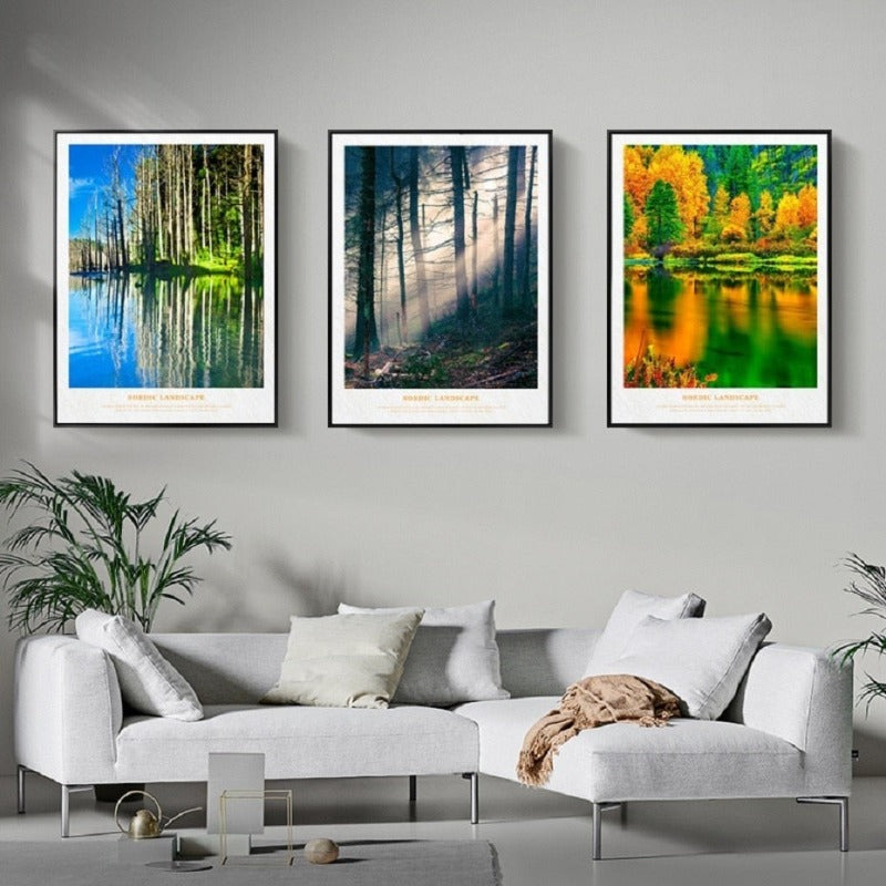 Nordic Scandinavia Natural Forest Sunshine Scene Printing | Bowlift
