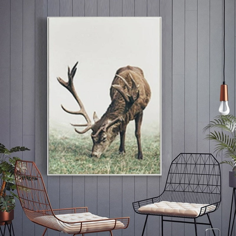 Nordic Elk Plants Creative Words - Canvas Wall Art Painting | Bowlift