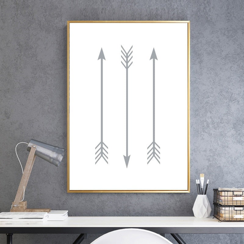 Grey Arrows - Canvas Wall Art Painting | Bowlift