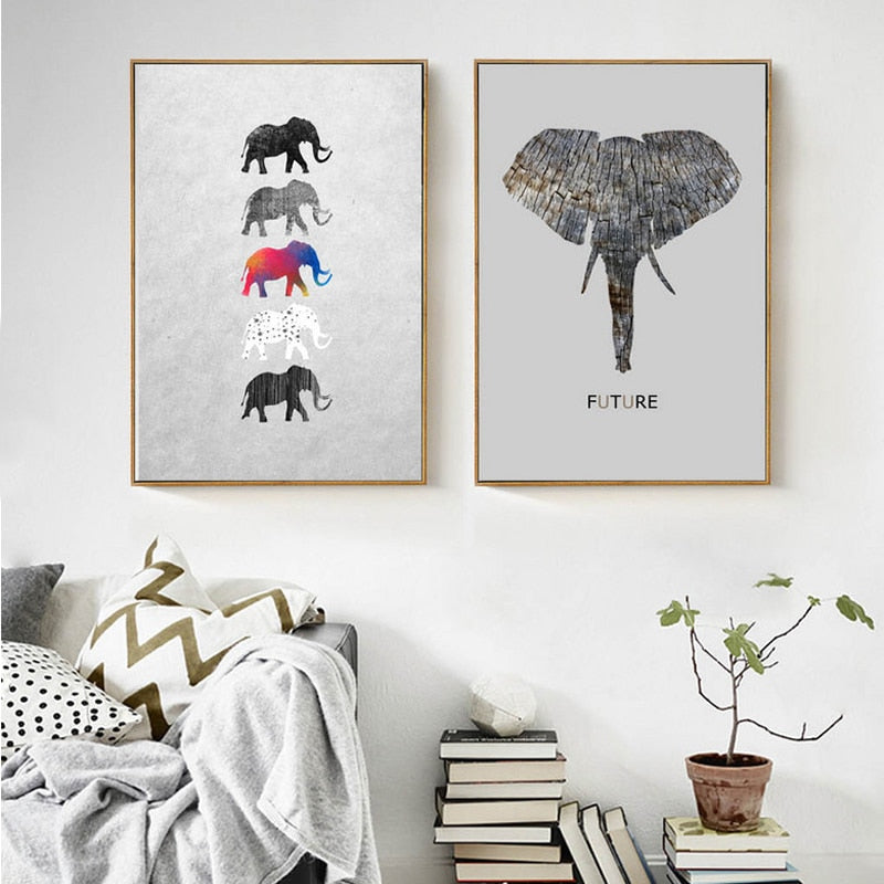 Moods Of Elephants - Canvas Wall Art Painting | Bowlift