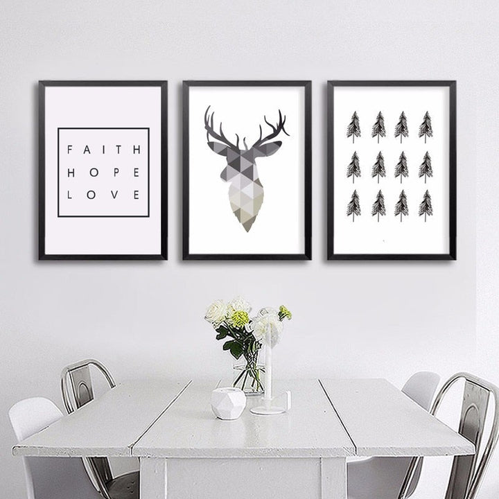 Geometric Deer Faith Quote - Canvas Wall Art Painting | Bowlift