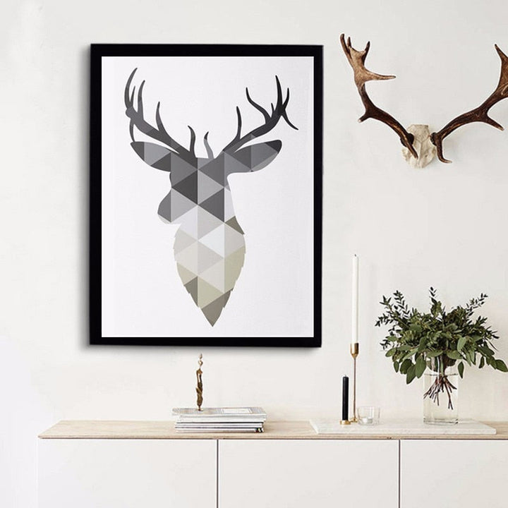 Geometric Deer Faith Quote - Canvas Wall Art Painting | Bowlift