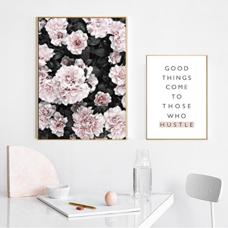Modern Pink Floral Flamingo - Canvas Wall Art Painting | Bowlift