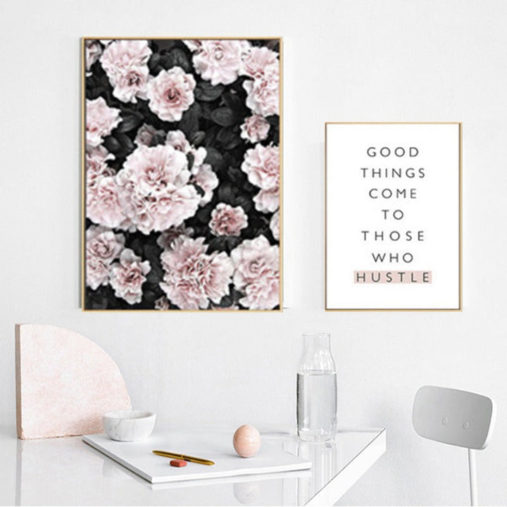 Modern Pink Floral Flamingo - Canvas Wall Art Painting | Bowlift