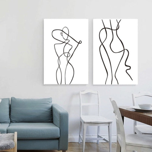 Abstract Minimalist Curve Figure Black and White - Canvas Wall Art Painting | Bowlift