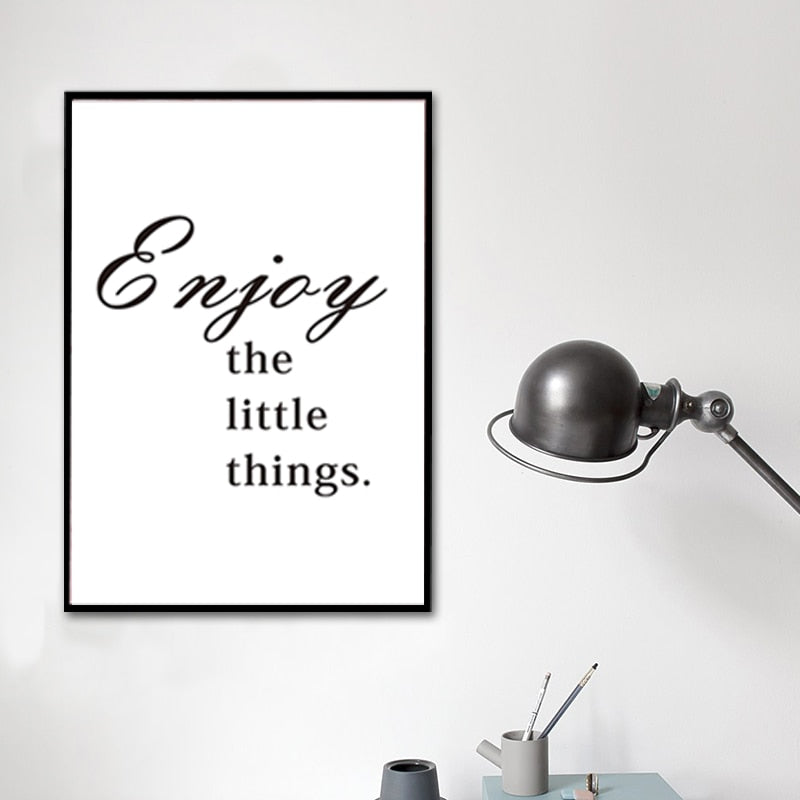 Minimalist Enjoy Little Things Life Quote Live Letters Wall Art Prints | Bowlift