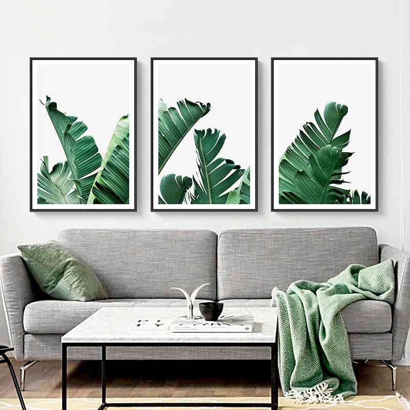 Green Tropical Leaves  - Canvas Wall Art Painting | Bowlift