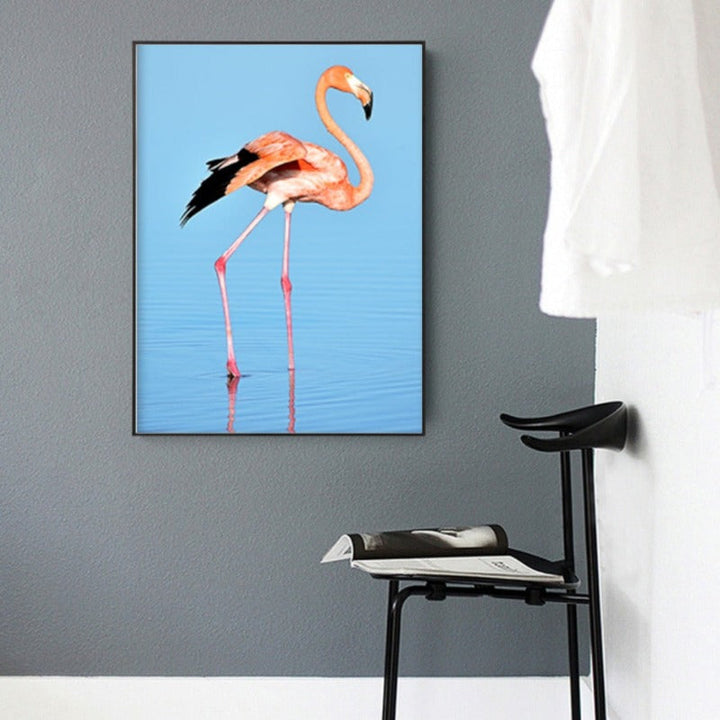 Flamingo In Seascape - Canvas Wall Art Painting | Bowlift