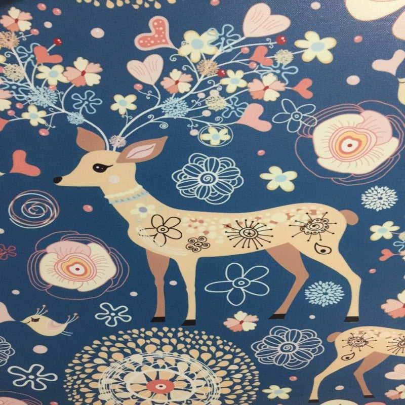 Nordic Deer Birds Flowers Natural - Canvas Wall Art Painting | Bowlift