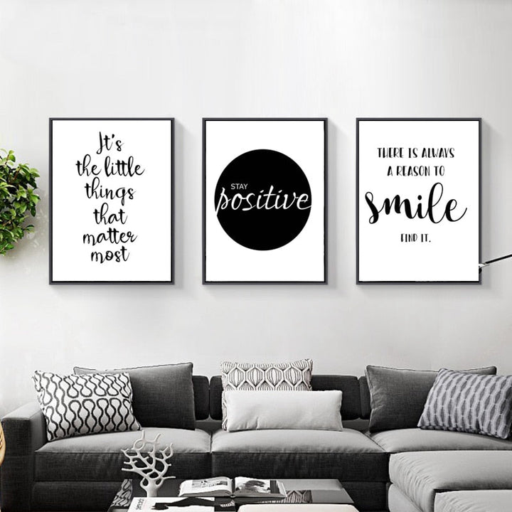 Motivational Life Quote Black White - Canvas Wall Art Painting | Bowlift