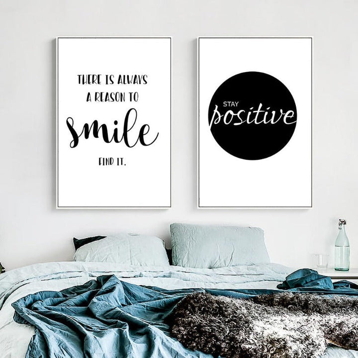 Motivational Life Quote Black White - Canvas Wall Art Painting | Bowlift