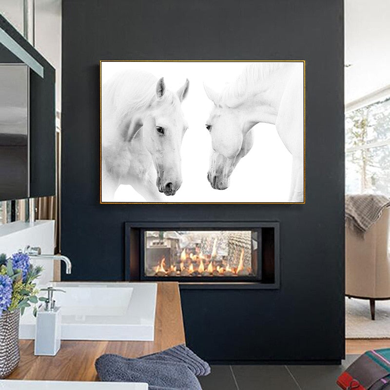 White Horses - Canvas Wall Art Painting | Bowlift
