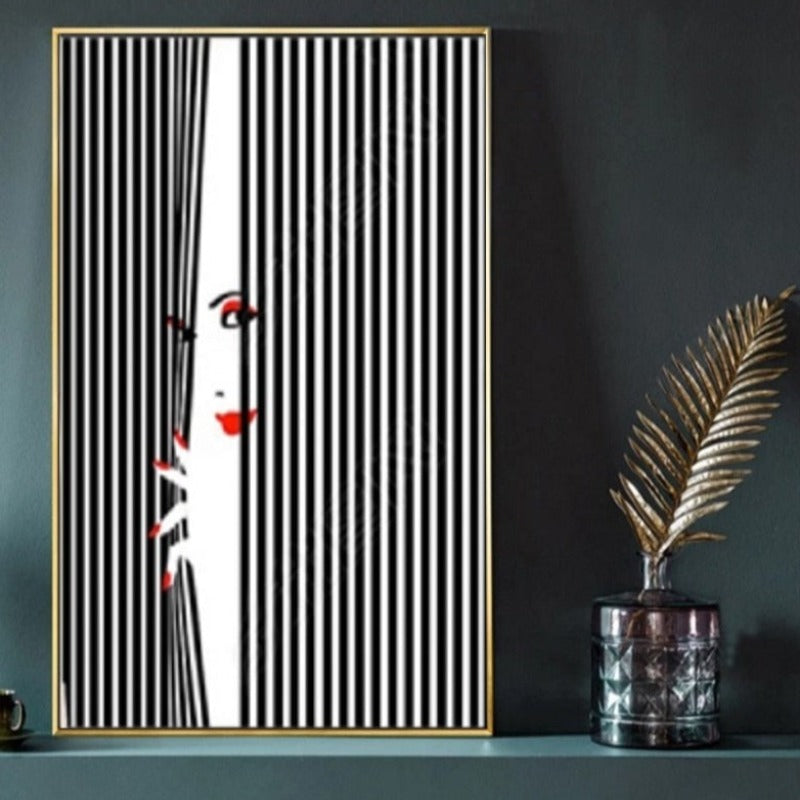 Fashion Women Abstract Kiss Poster Voyeur - Canvas Wall Art Painting | Bowlift