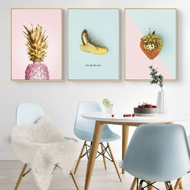 Nordic Banana Pineapple - Canvas Wall Art Painting | Bowlift