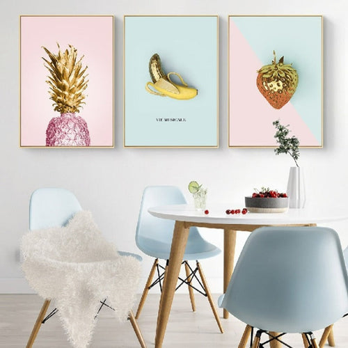 Nordic Banana Pineapple - Canvas Wall Art Painting | Bowlift