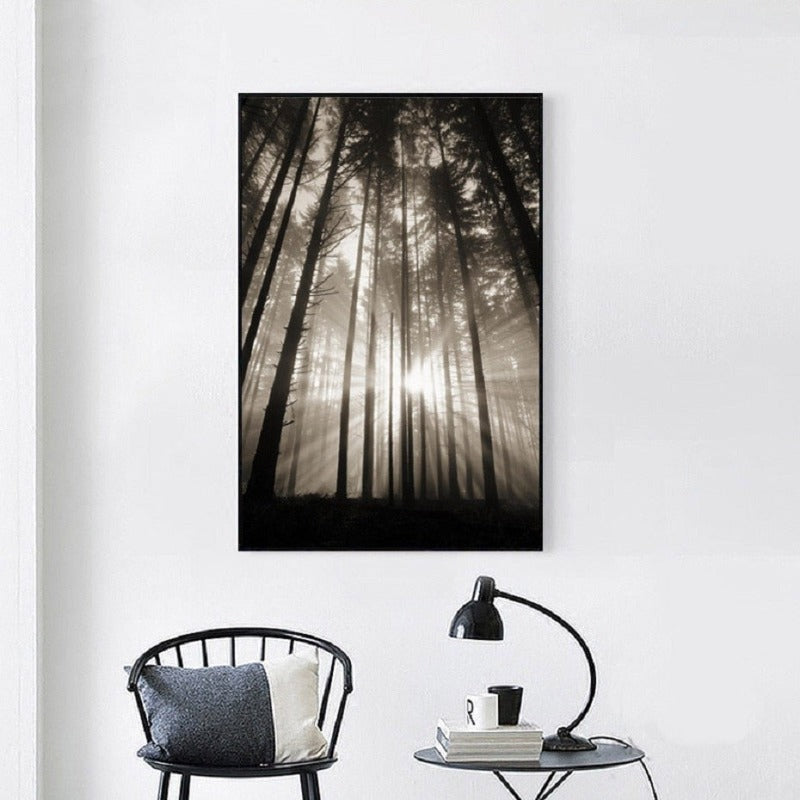 Forest Sunshine Scene  - Canvas Wall Art Painting | Bowlift