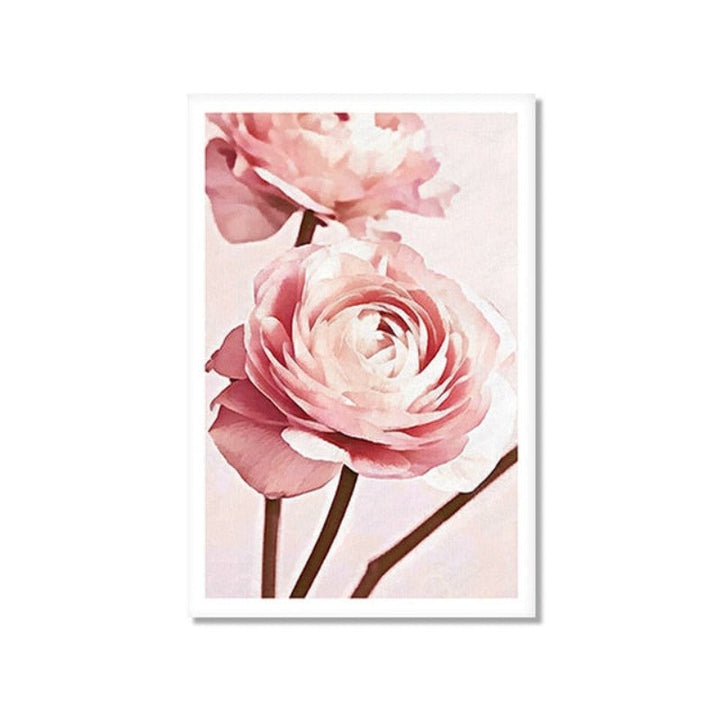 Modern Pink Peony Flower Quote - Canvas Wall Art Painting | Bowlift