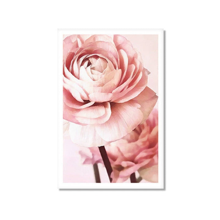 Modern Pink Peony Flower Quote - Canvas Wall Art Painting | Bowlift