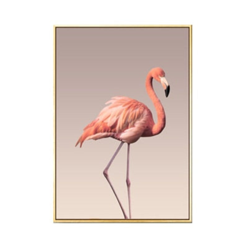 Modern Romantic Pink Peony Flamingo - Canvas Wall Art Painting | Bowlift