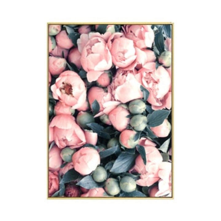 Modern Romantic Pink Peony Flamingo - Canvas Wall Art Painting | Bowlift