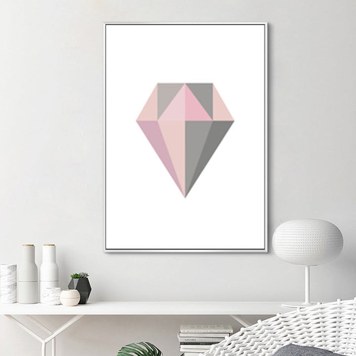 Pink Grey Geometry - Canvas Wall Art Painting | Bowlift