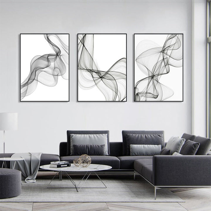 Abstract Wavy Lines Pattern - Canvas Wall Art Painting | Bowlift
