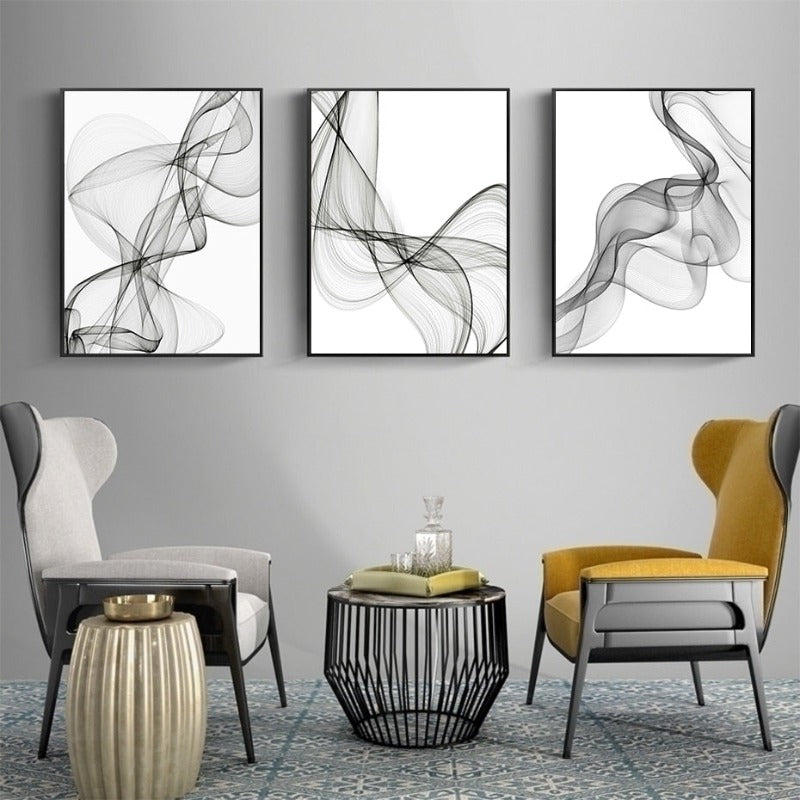 Abstract Wavy Lines Pattern - Canvas Wall Art Painting | Bowlift