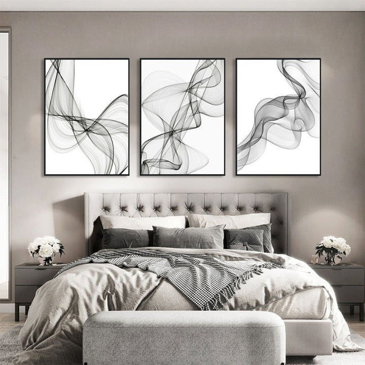 Abstract Wavy Lines Pattern - Canvas Wall Art Painting | Bowlift