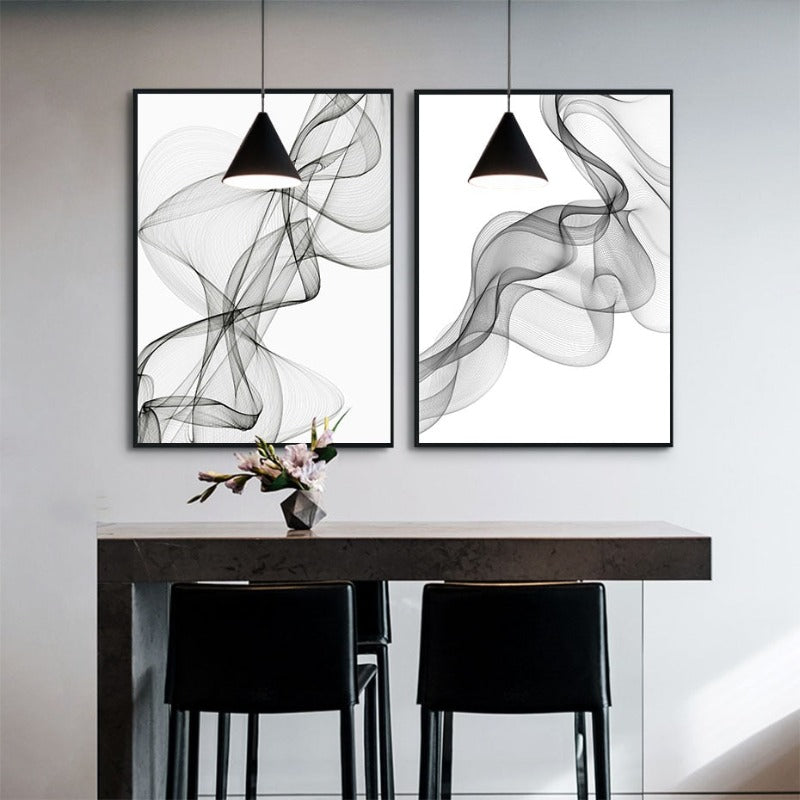 Abstract Wavy Lines Pattern - Canvas Wall Art Painting | Bowlift